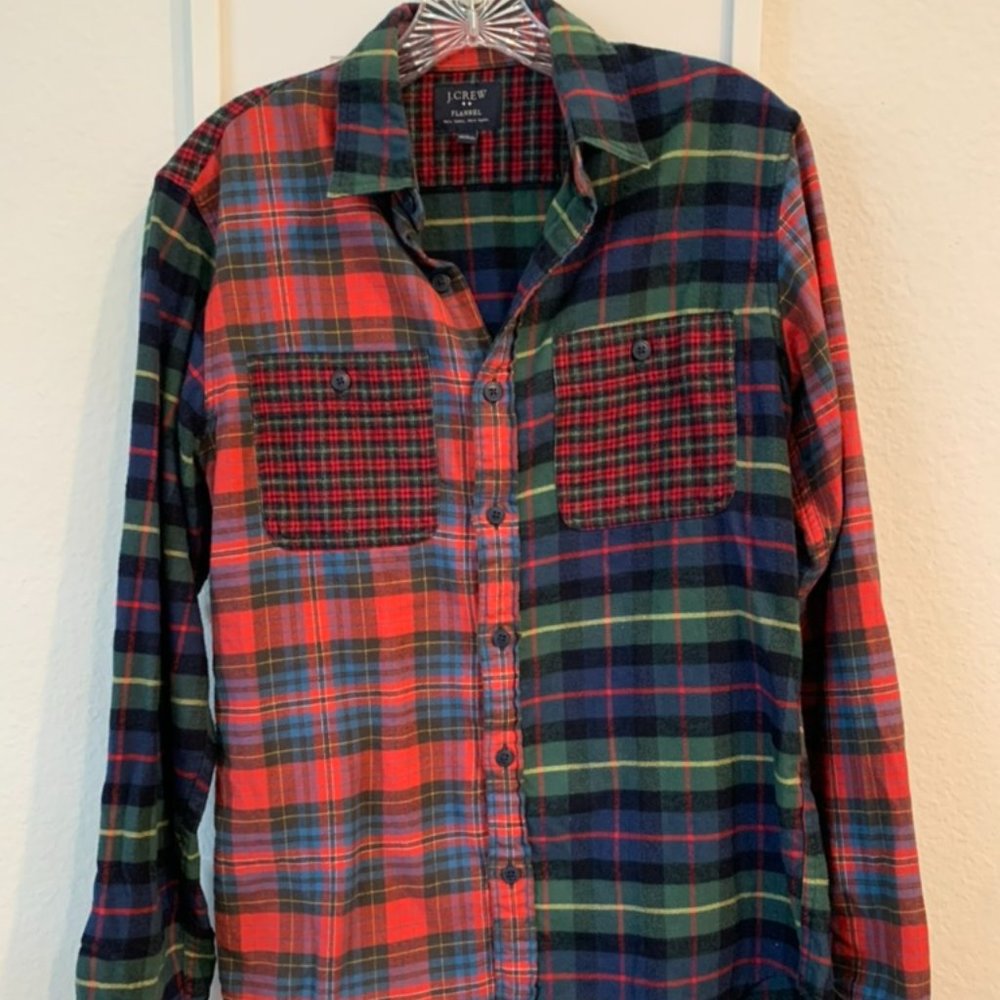 JCREW NY Men's flannel patchwork shirt Size small